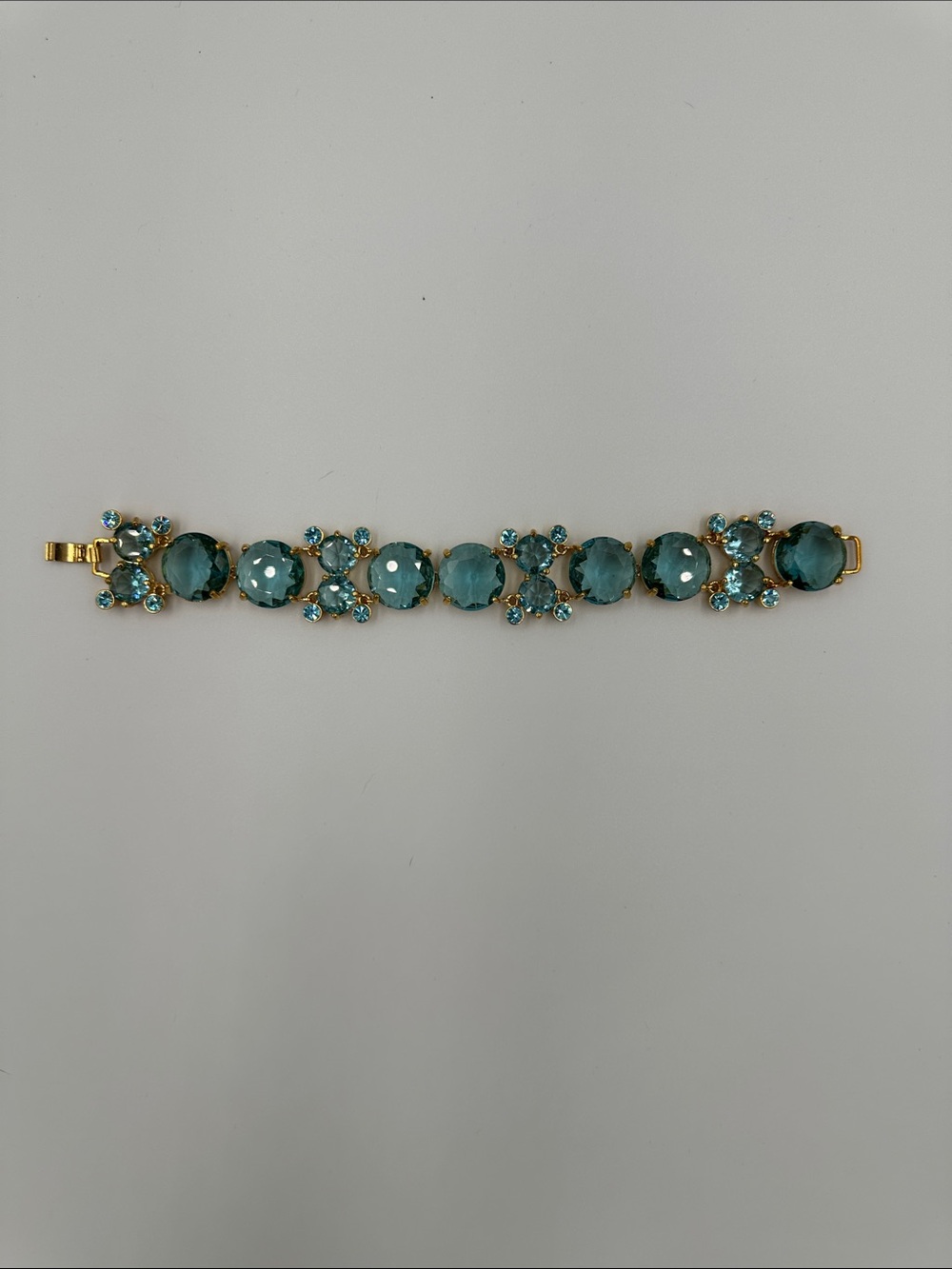 Nolan Miller Glamour Collection Gold Teal/Blue Crystal Stones Chunky Bracelet